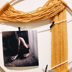 Handmade macrame wall hanging + photo hanger